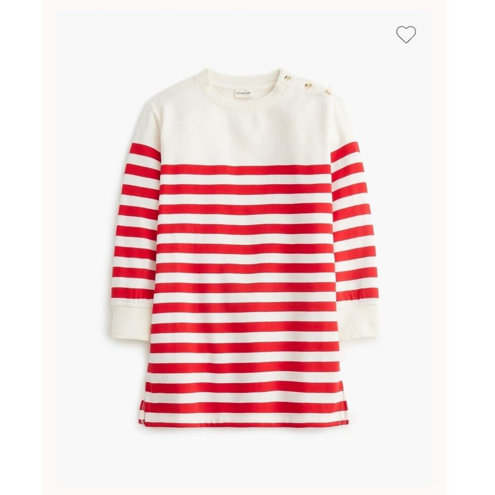 NWT Crewcuts Girls' Striped Sweatshirt-Dress Preppy Classic Red/White 16